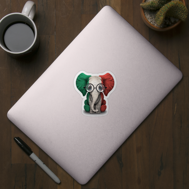 Baby Elephant with Glasses and Italian Flag by jeffbartels